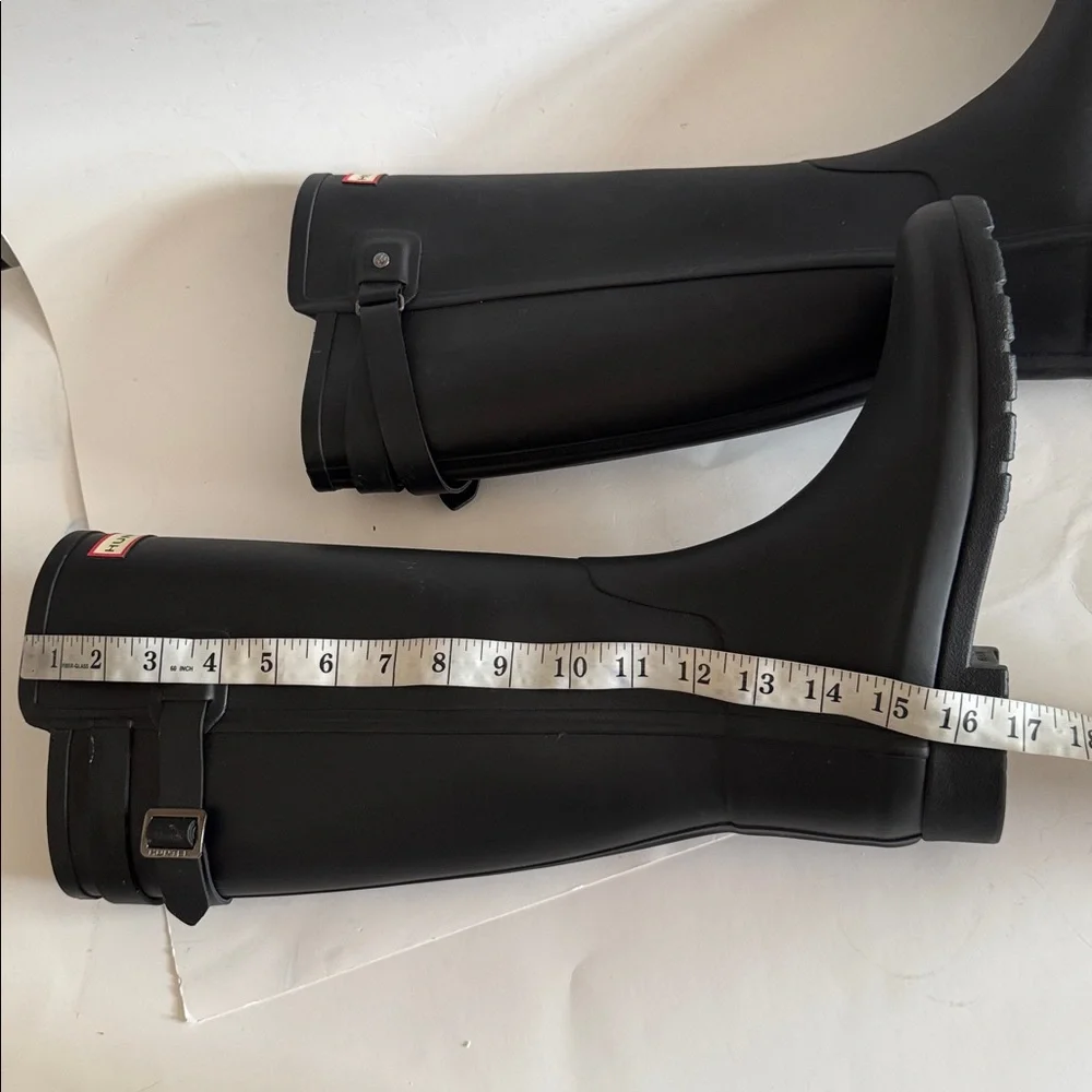 Hunter Womens Original Black Refined Back Strap Tall Rain Boots size 7 - Picture 12 of 12